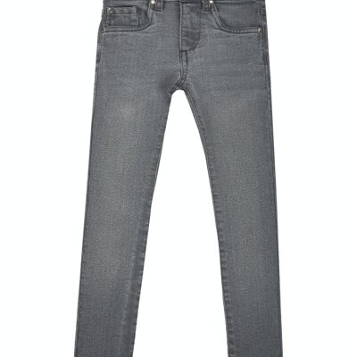 Boy's dark gray superflex denim trousers with five pockets. (2y-16y)
