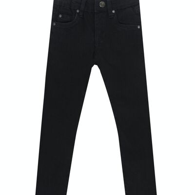 Pantalon garçon en denim superflex noir cinq poches. (2a-16a)