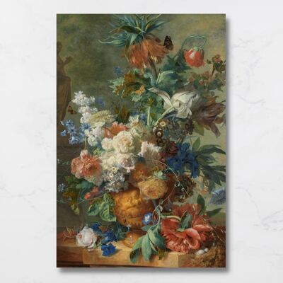El panel de pared es Bodegón con flores - van Huysum
