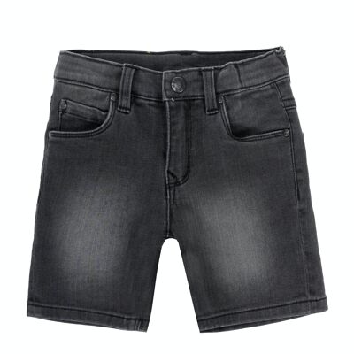 Boy's gray superflex cotton denim Bermuda shorts. (2y-16y)