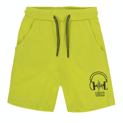 Lime green cotton knit bermuda for boy. (2y-16y)