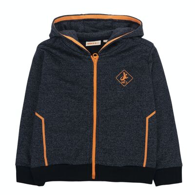 Sweat molleton coton marine et gris clair pour garçon, avec capuche, manches longues. (2a-16a)