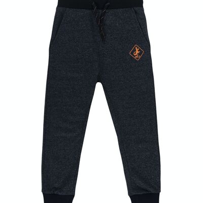 Boy's navy and light gray cotton fleece sports pants. (2y-16y)