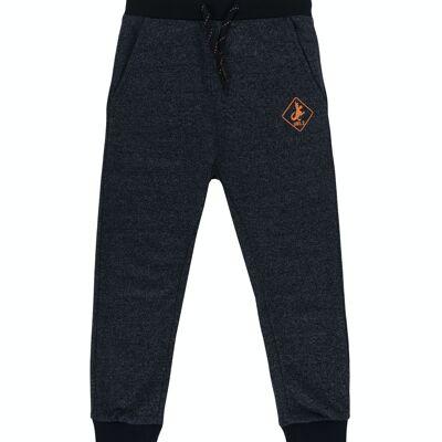 Pantalon de sport garçon en molleton de coton marine et gris clair. (2a-16a)