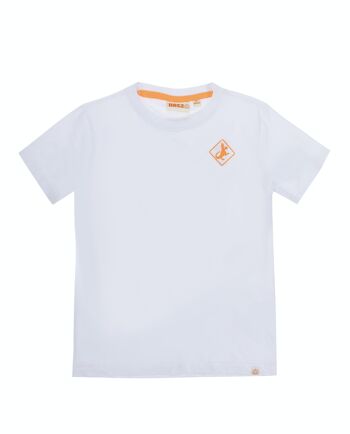 T-shirt garçon en jersey simple chats de coton blanc, manches courtes, imprimé devant. (2a-16a) 1