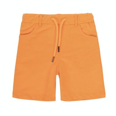 Boy's black cotton terry bermuda shorts with five pockets. (2y-16y)