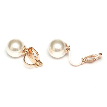 Boucles d'oreilles clip perle d'imitation blanche avec clips dorés 3
