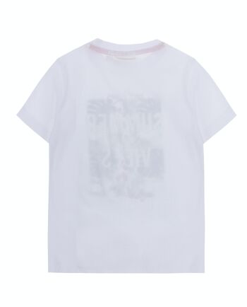 T-shirt garçon en jersey simple de coton blanc, manches courtes, imprimé devant. (2a-16a) 2