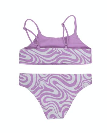 Bikini réversible pour fille, imprimé psychédélique en lilas et écru. (2a-16a) 2