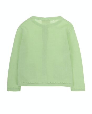 Veste en maille tricot vert clair pour bébé fille, manches longues. (3M-48M) 2