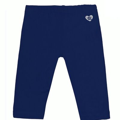 Baby girl's pirate leggings in navy blue stretch cotton single jersey. (3M-48M)