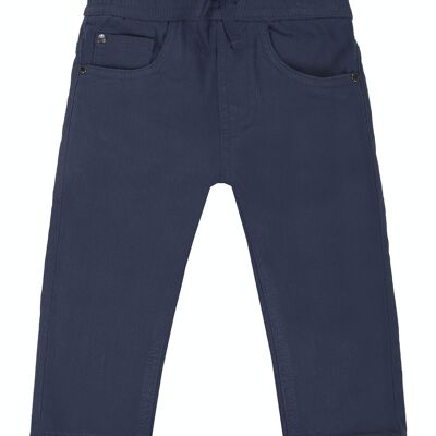 Pantalone cinque tasche in twill elastico da neonato di colore blu navy. (3M-48M)