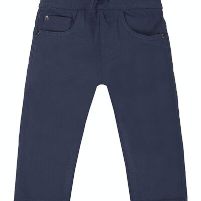 Baby-Jungenhose aus elastischem Twill mit fünf Taschen in Marineblau. (3M-48M)