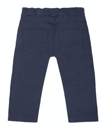 Pantalon bébé garçon en twill élastique cinq poches bleu marine. (3M-48M) 2