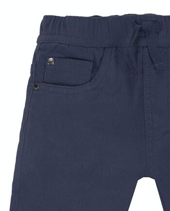 Pantalon bébé garçon en twill élastique cinq poches bleu marine. (3M-48M) 3