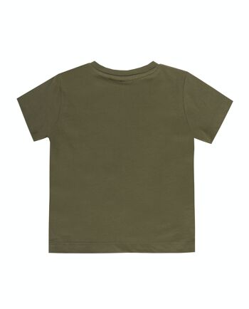 T-shirt bébé garçon en jersey simple de coton kaki, manches courtes, imprimé devant. (3M-48M) 2