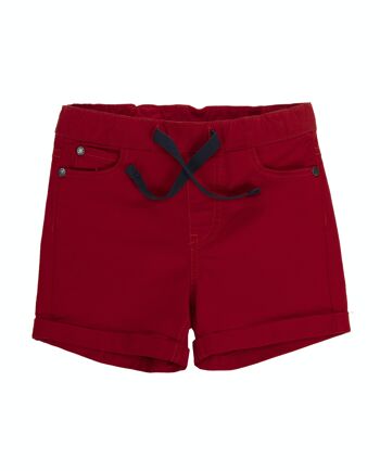 Bermuda cinq poches bébé garçon en sergé élastique rouge. (3M-48M) 1