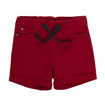 Rote, elastische Twill-Bermudashorts für Jungen mit fünf Taschen. (3M-48M)