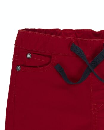 Bermuda cinq poches bébé garçon en sergé élastique rouge. (3M-48M) 3