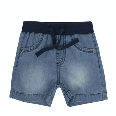 Baby boy's bermuda shorts in light blue cotton fabric. (3M-48M)