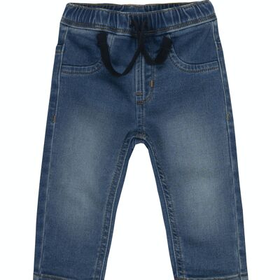 Pantalon denim bleu moyen bébé garçon en maille de coton superélastique. (3M-48M)