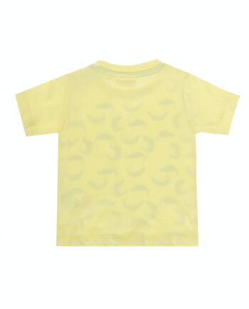 T-shirt bébé garçon en jersey simple de coton jaune clair, manches courtes, imprimé all over. (3M-48M) 2