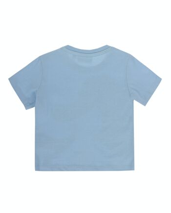 T-shirt bébé garçon bleu clair en jersey simple de coton, manches courtes, imprimé devant. (3M-48M) 2