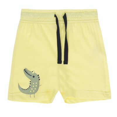 Bermuda bébé garçon jaune clair en maille de coton avec crocodile. (3M-48M)