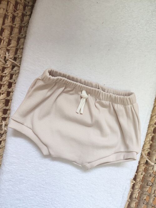Beige Ribbed Bloomers
