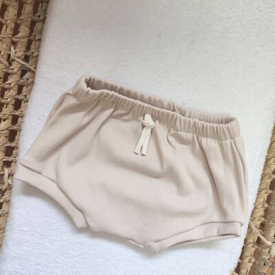 Beige Ribbed Bloomers