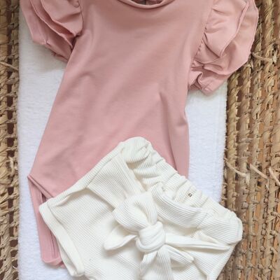 Bloomers bambino bianco cremoso con un fiocco