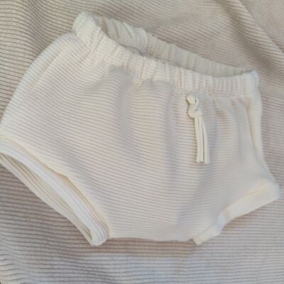 Neutral Creamy White Ribbed Bloomers