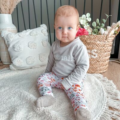 Light Grey Organic Baby Oversize Jumper With Print