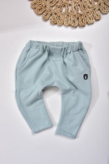 Pantalon de détente bio bébé aqua clair