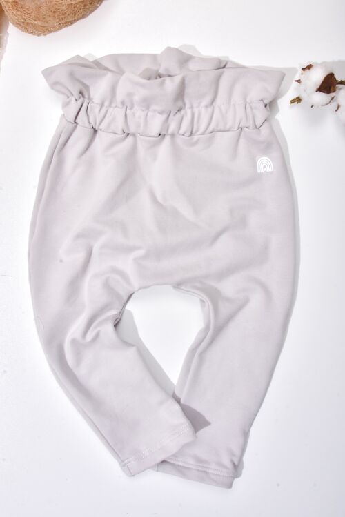 Light Grey Organic Paper Bag Baby Girl Pants