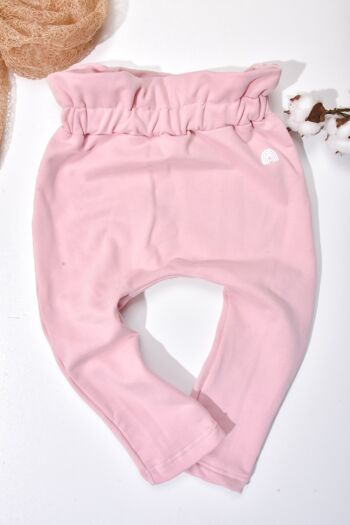 Pantalon bébé fille sac en papier bio rose