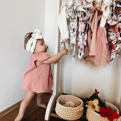 Top de verano de muselina con mangas de ángel rosa para bebés y niños pequeños