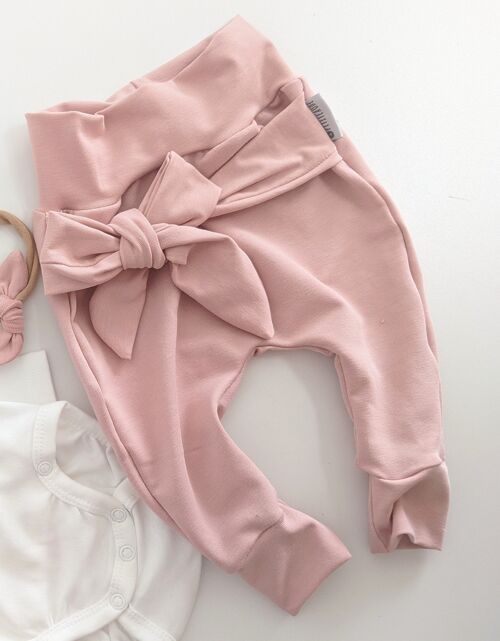 Powder Pink Baby Pants With A Bow