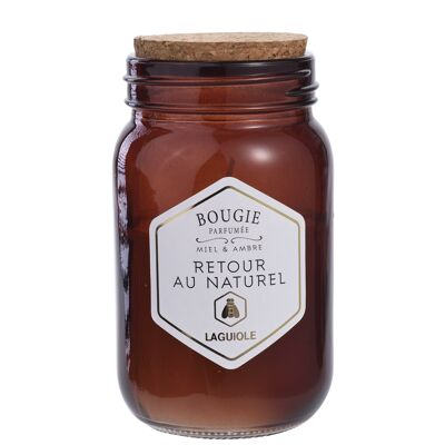 Bougie Retour au naturel - Parfum de Ambre & Miel - Bouchon de liège - 240 g