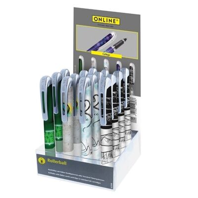 ONLINE 15x ink cartridge rollerball College in a display | ergonomic rollerball | for students | in the counter display