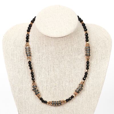 Collier MAYA BAY pierres naturelles spinelle noire