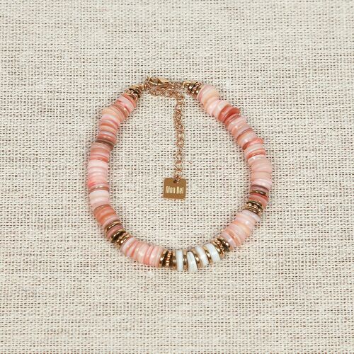 Bracelet SAMUI perles de coquillage roses