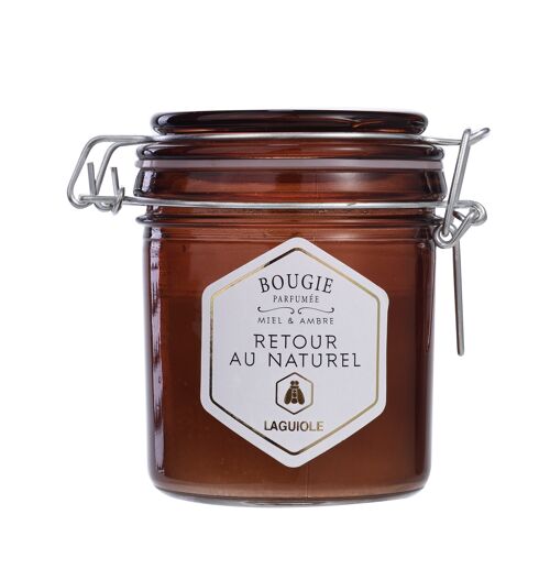 Bougie Retour au naturel, Fermeture CharniÃ¨re, Parfum de Ambre & Miel 150 g