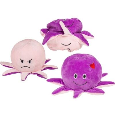 Animale di peluche reversibile, polpo, circa 25 cm,(08)