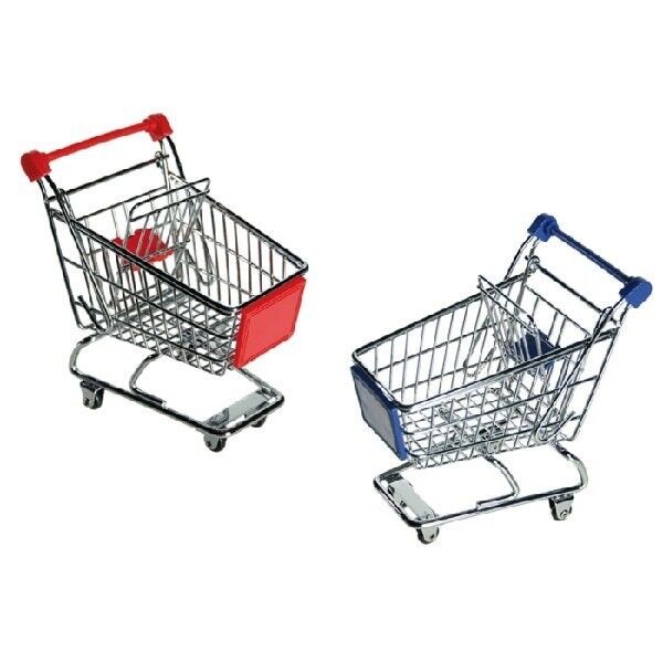 Mini chariot de courses en métal, environ 14 x 14 cm,