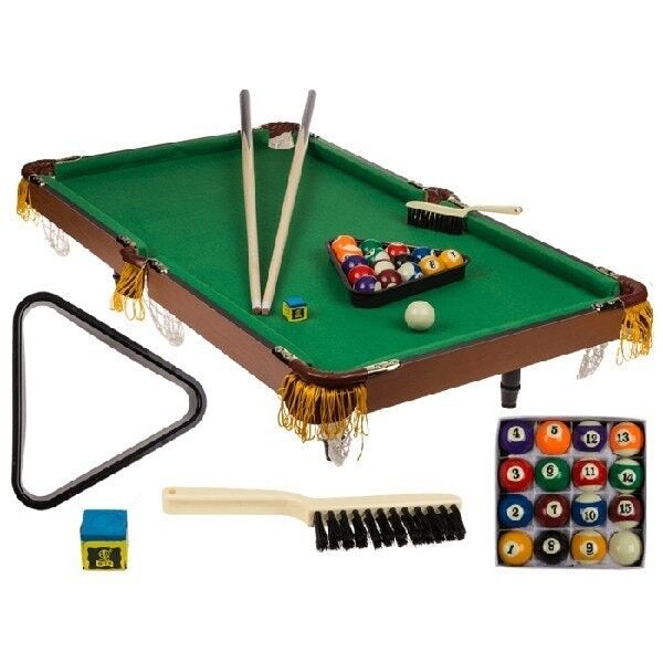 Jeu de billard de table en bois avec 2 queues, 16 boules,(13)