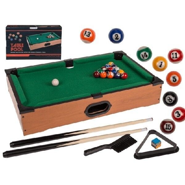 Jeu de billard de table en bois avec 2 queues, 16 boules,(15)
