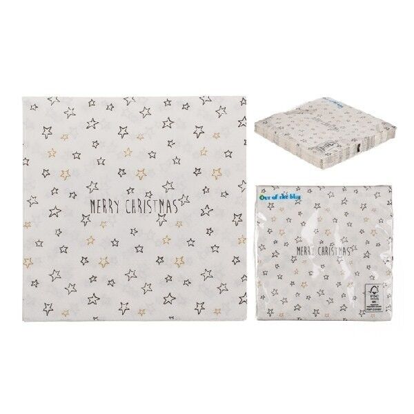 Paper napkins, Merry Christmas, with stars,