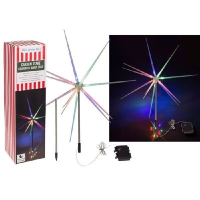Picchetto da giardino, Burst Star, con 14 LED, colorato,