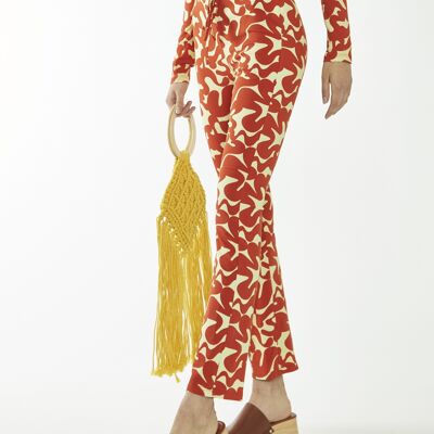 PANTALONE SVASATO IN JERSEYBANANA ARANCIO SQUIGGLE